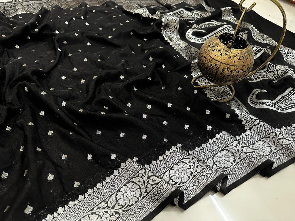 Dazzling Semi Katan Silk Banarasi Saree