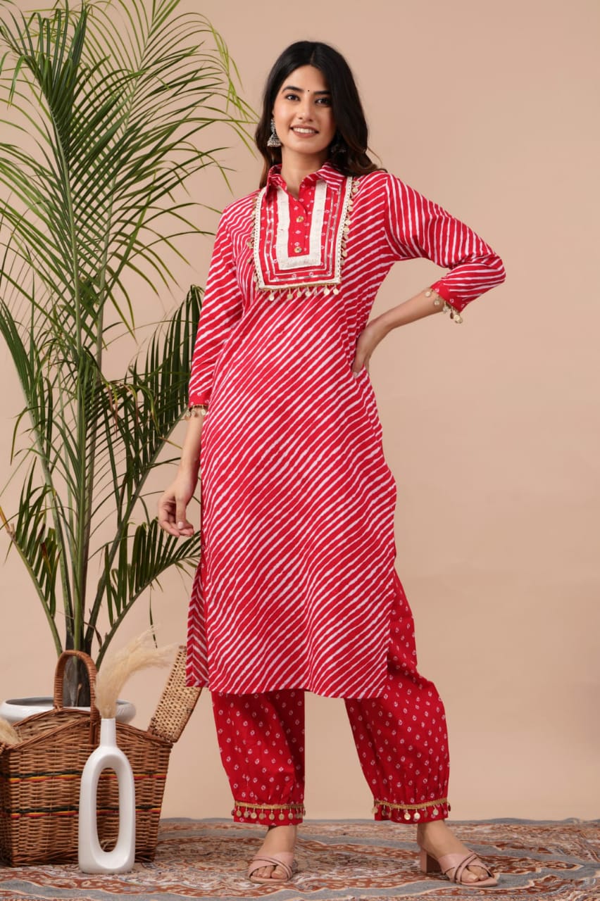 Pink Lehariya Printed Dress freeshipping - Yufta Store