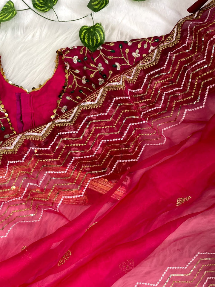 Maroon Magic Designer Organza Saree