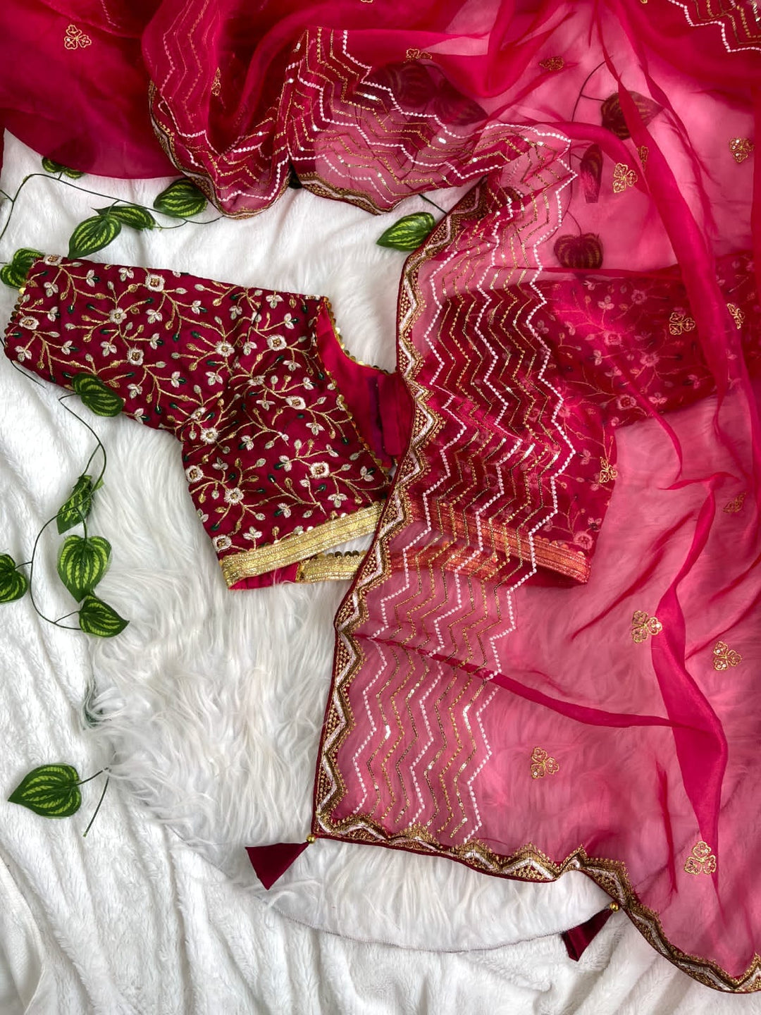 Maroon Magic Designer Organza Saree