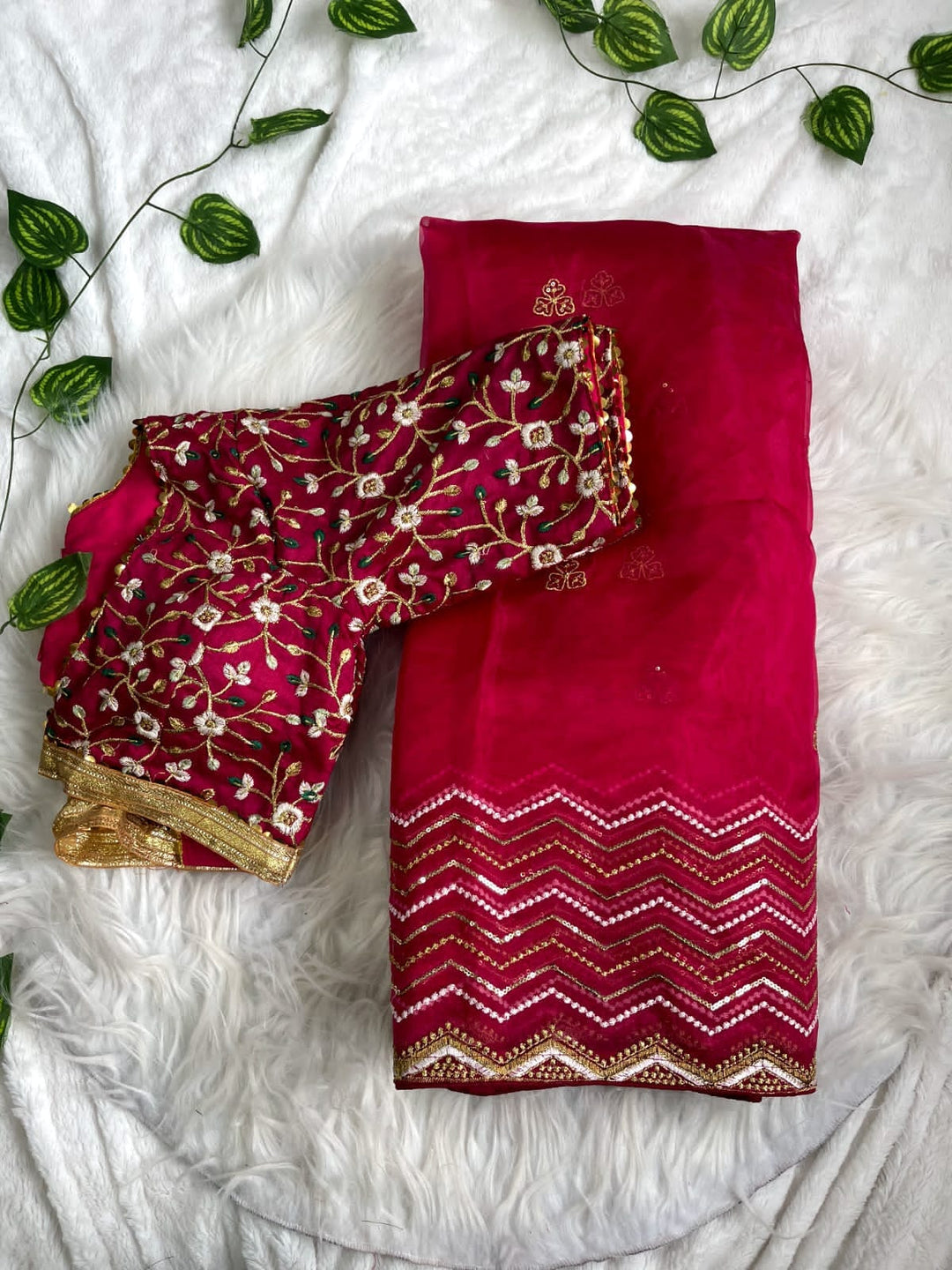 Maroon Magic Designer Organza Saree