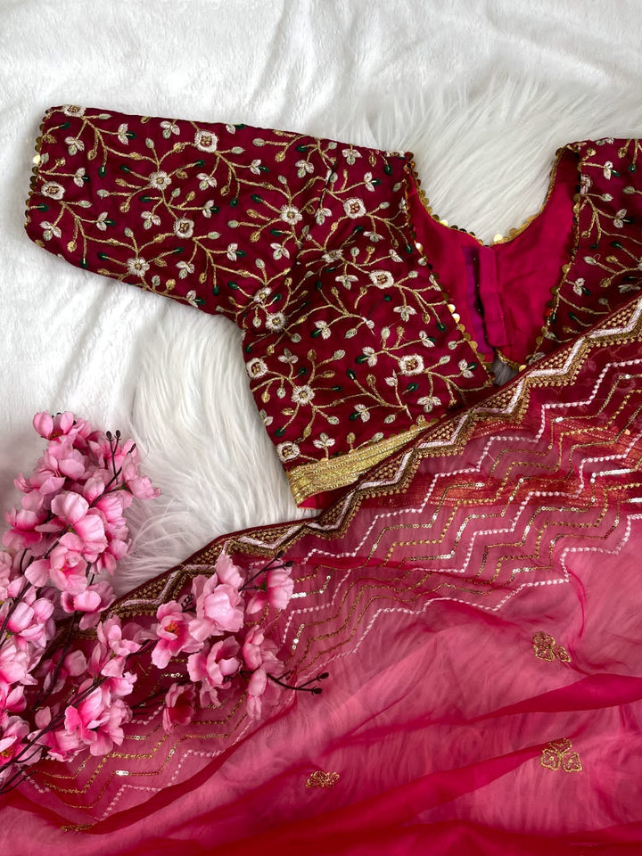 Maroon Magic Designer Organza Saree