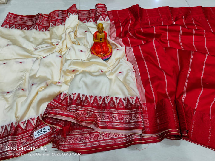 Shubho - The Auspicious White Red Saree