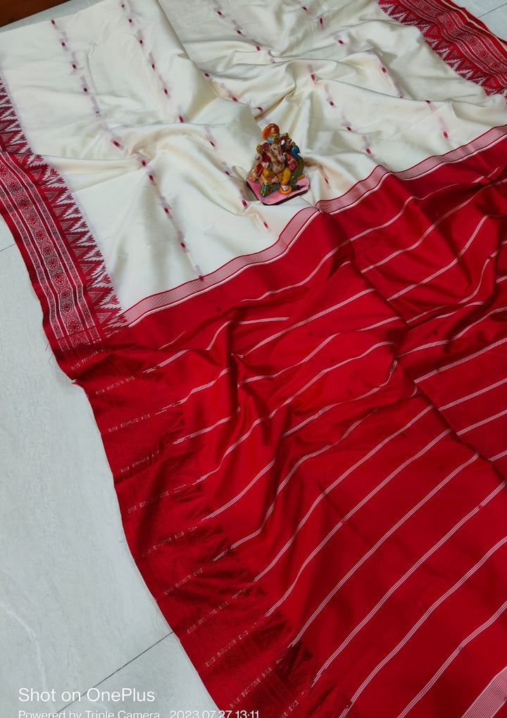 Shubho - The Auspicious White Red Saree