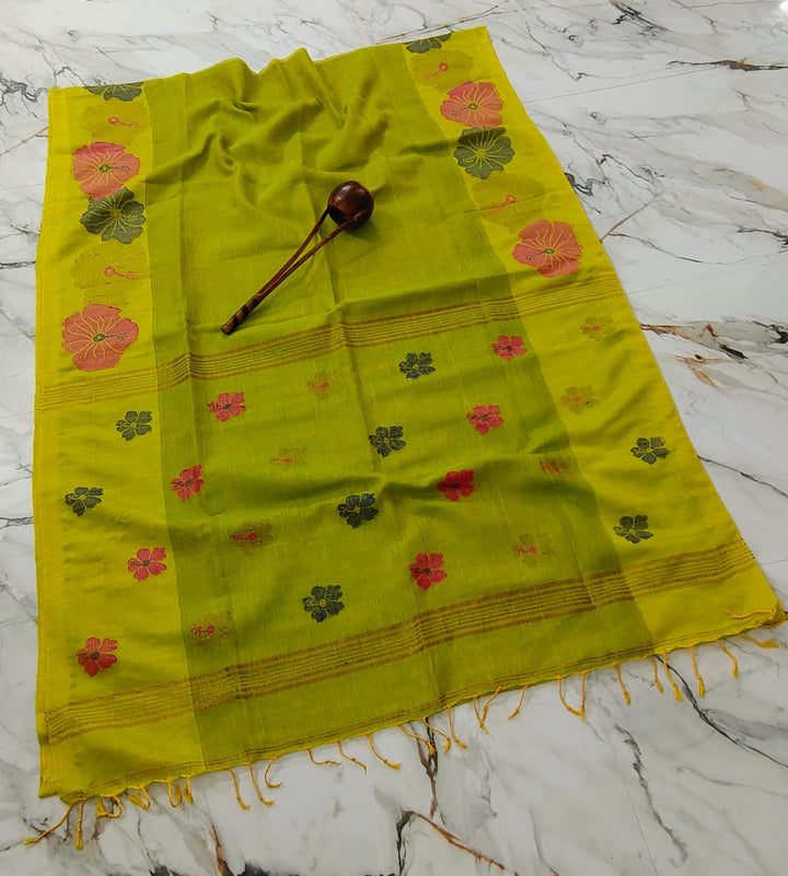 Hibiscus Bloom - The Pure Linen Saree