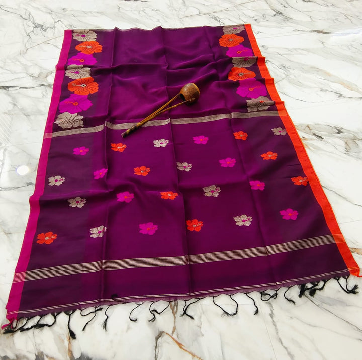 Hibiscus Bloom - The Pure Linen Saree