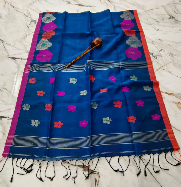 Hibiscus Bloom - The Pure Linen Saree