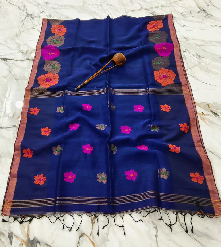 Hibiscus Bloom - The Pure Linen Saree