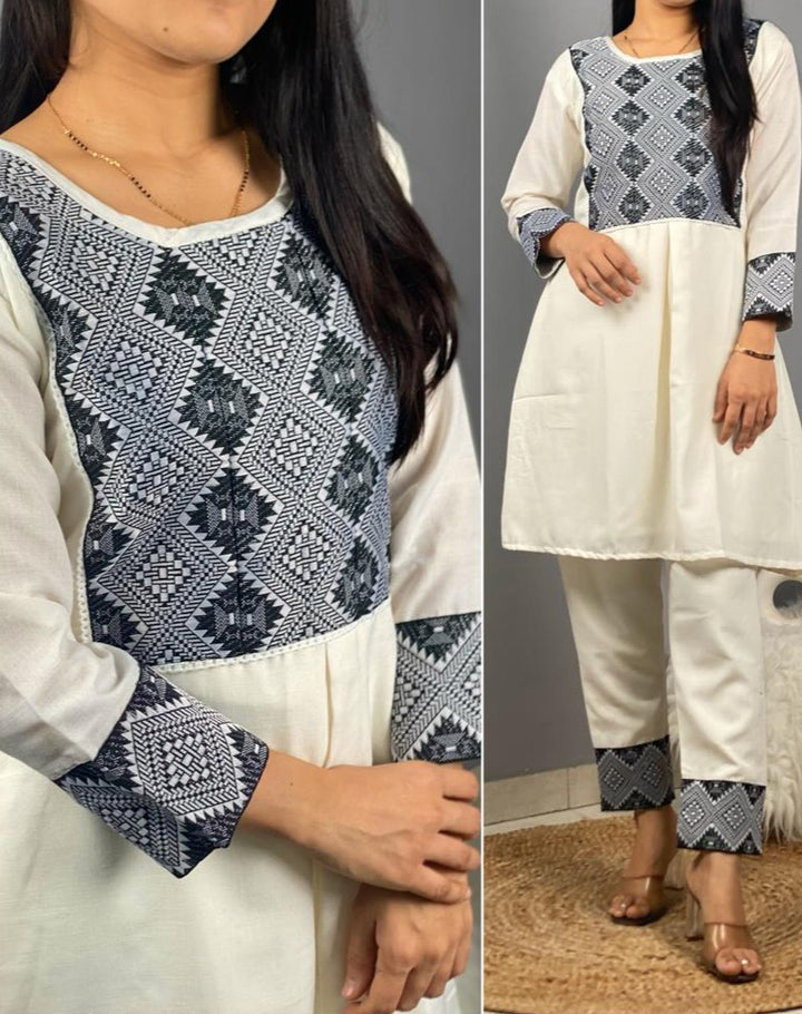 Unexplored Jacquard  Smarty (Bright White) Co-Ord Set