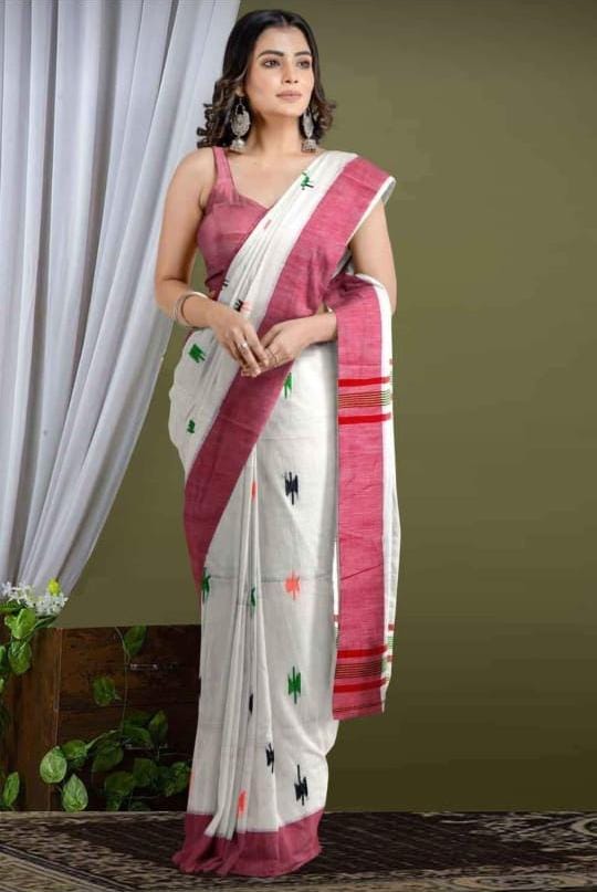 Aura Of Pure Khadi Cotton (Favourite White Color) Saree