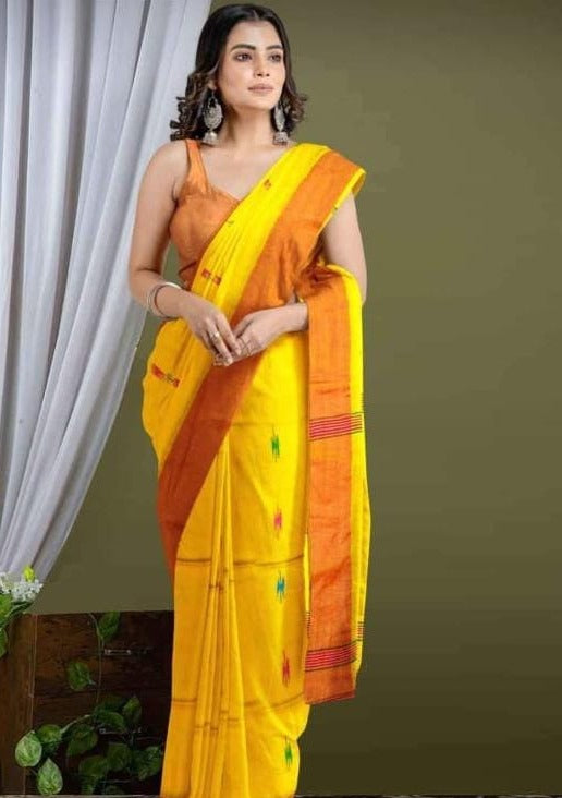 Aura Of Pure Khadi Cotton (Favourite yellow Color) Saree