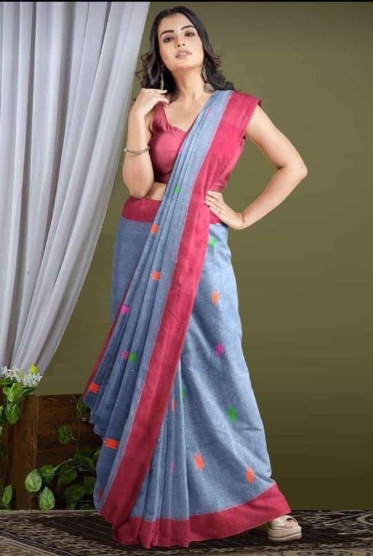 Aura Of Pure Khadi Cotton (Favourite Grey Color) Saree