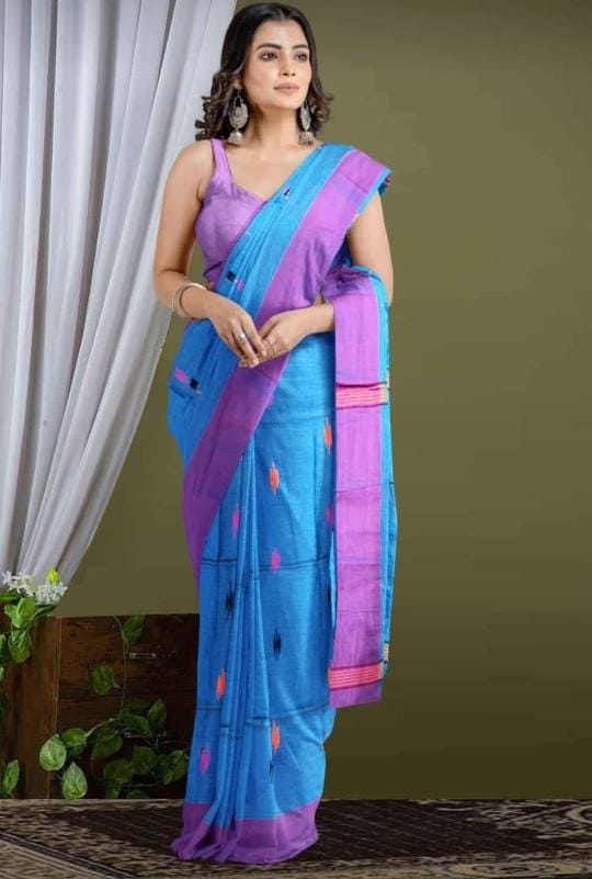 Light Blue Handloom Cotton Saree