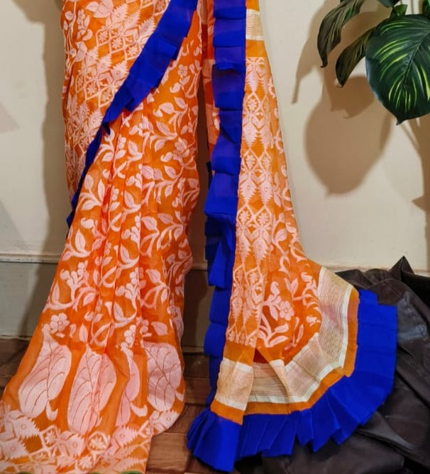 Traditional Ruffle Bengal Jamdani saree