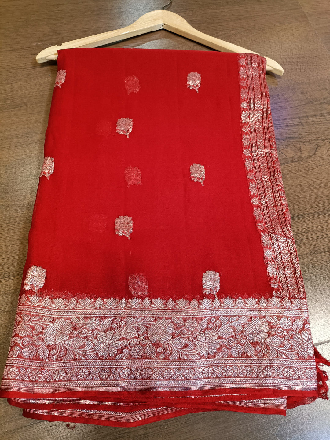 Embrace Of Khaddi Chiffon Banarasi (Possession Of Red)Saree