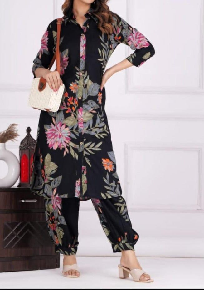 Blossom Noir Black Floral Co-Ord Set