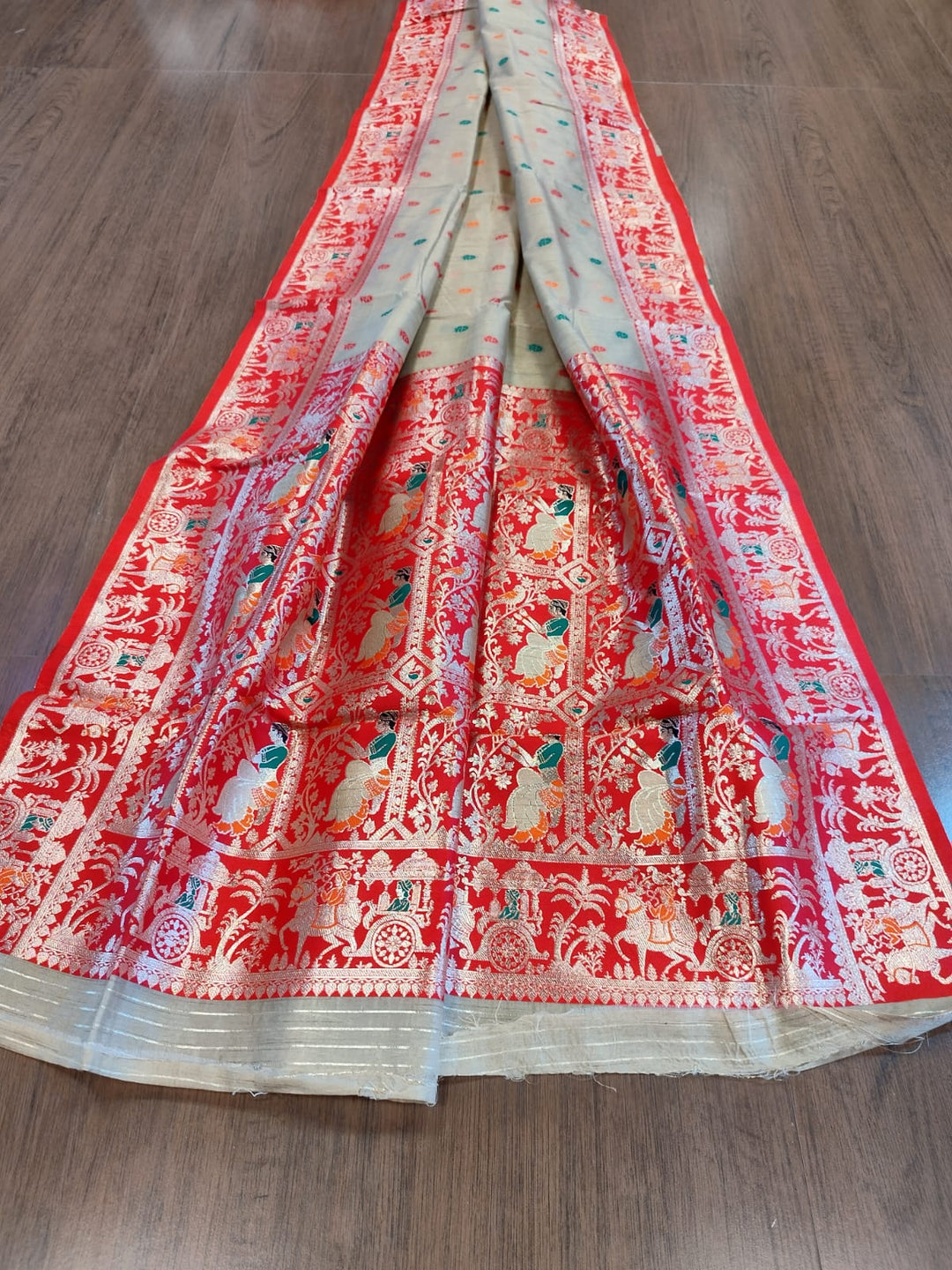 Ornamental Baluchari- Muga Tussar Silk Saree