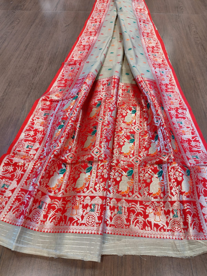 Ornamental Baluchari- Muga Tussar Silk Saree