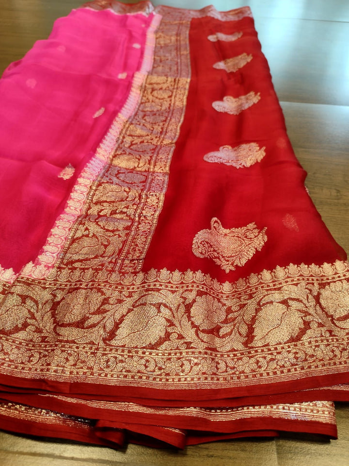 Double Cuddle Khaddi Chiffon Banarasi saree