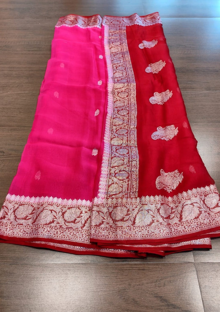 Double Cuddle Khaddi Chiffon Banarasi saree