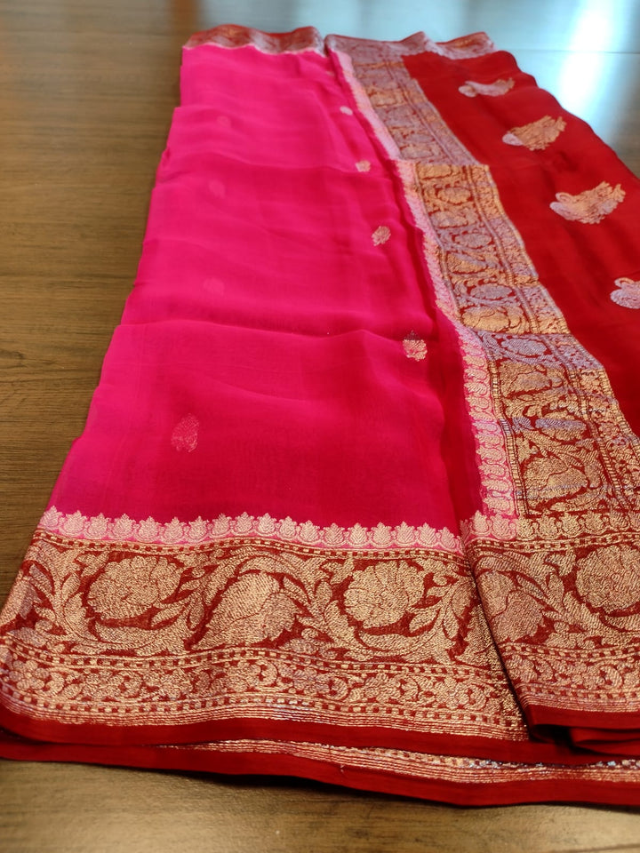 Double Cuddle Khaddi Chiffon Banarasi saree