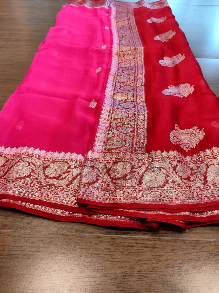 Double Cuddle Khaddi Chiffon Banarasi saree