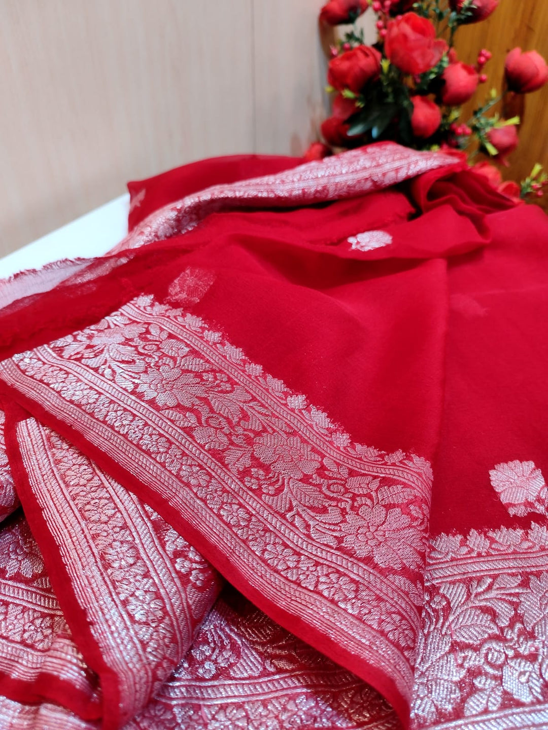 Legacy Of Khaddi Chiffon Handloom Banarasi Saree