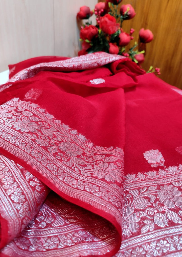 Legacy Of Khaddi Chiffon Handloom Banarasi Saree