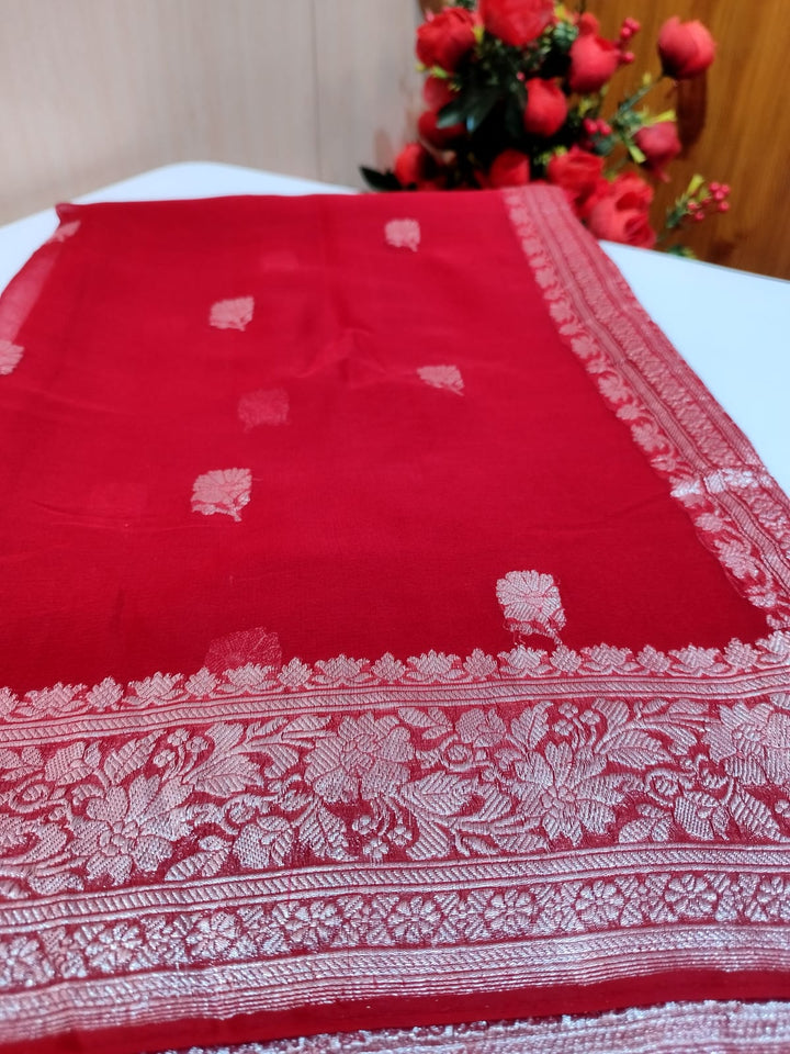 Legacy Of Khaddi Chiffon Handloom Banarasi Saree