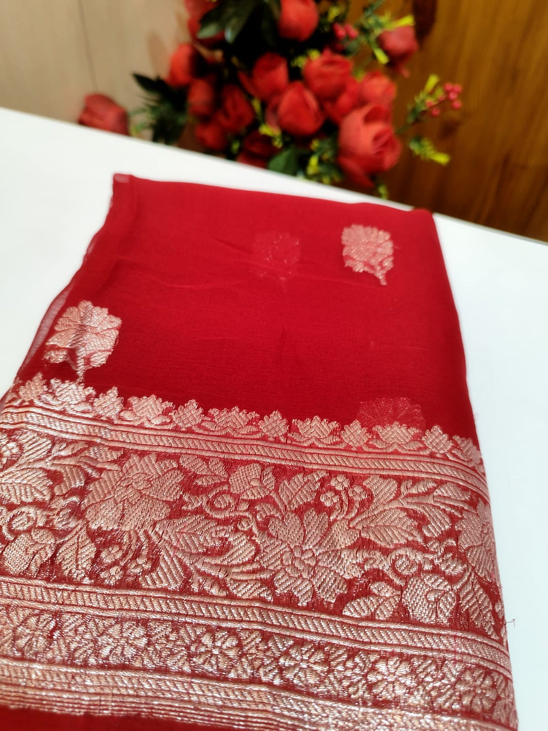 Legacy Of Khaddi Chiffon Handloom Banarasi Saree