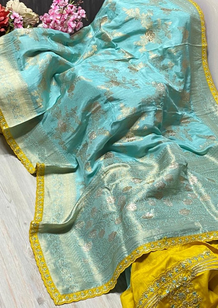 Honeydew Heaven Dola Silk Banarasi Saree