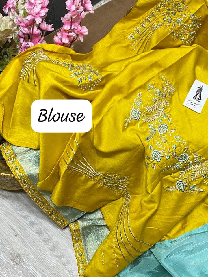 Honeydew Heaven Dola Silk Banarasi Saree