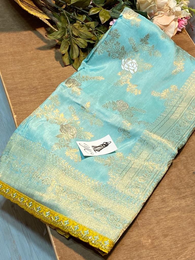 Honeydew Heaven Dola Silk Banarasi Saree