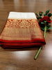 Crimson Cloud Pure Handwoven Silk Linen Banarasi Saree