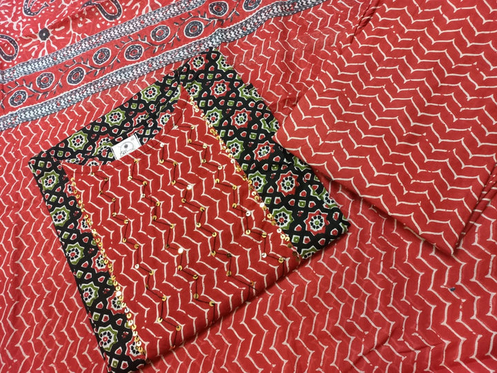 Symphony Of Black Red Jaipuri  Kurti Set