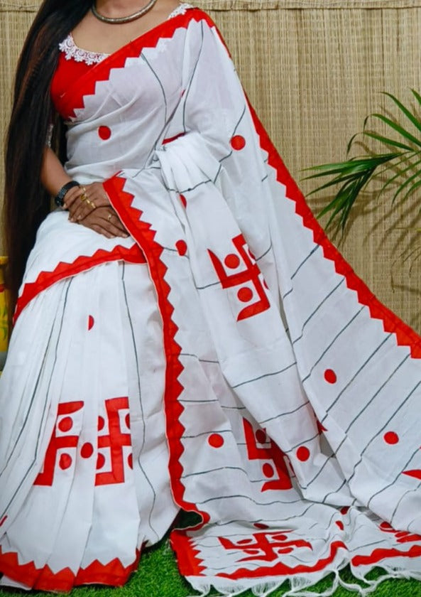 Swastik  Khesh khadi cotton saree