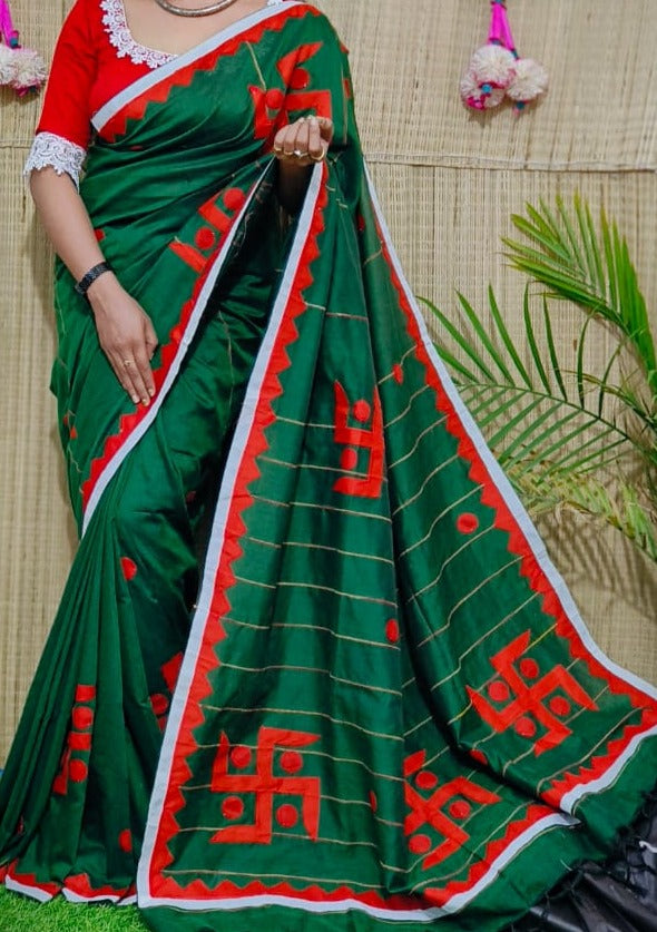 Swastik  Khesh khadi cotton saree