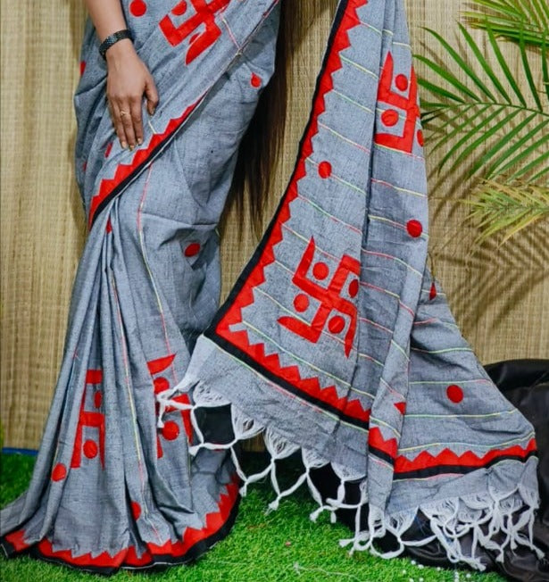 Swastik  Khesh khadi cotton saree