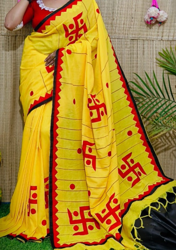 Swastik  Khesh khadi cotton saree