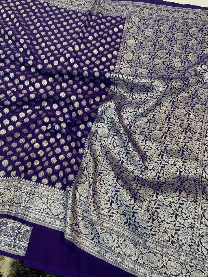 Amethyst Elegance Banarasi Semi Katan Saree