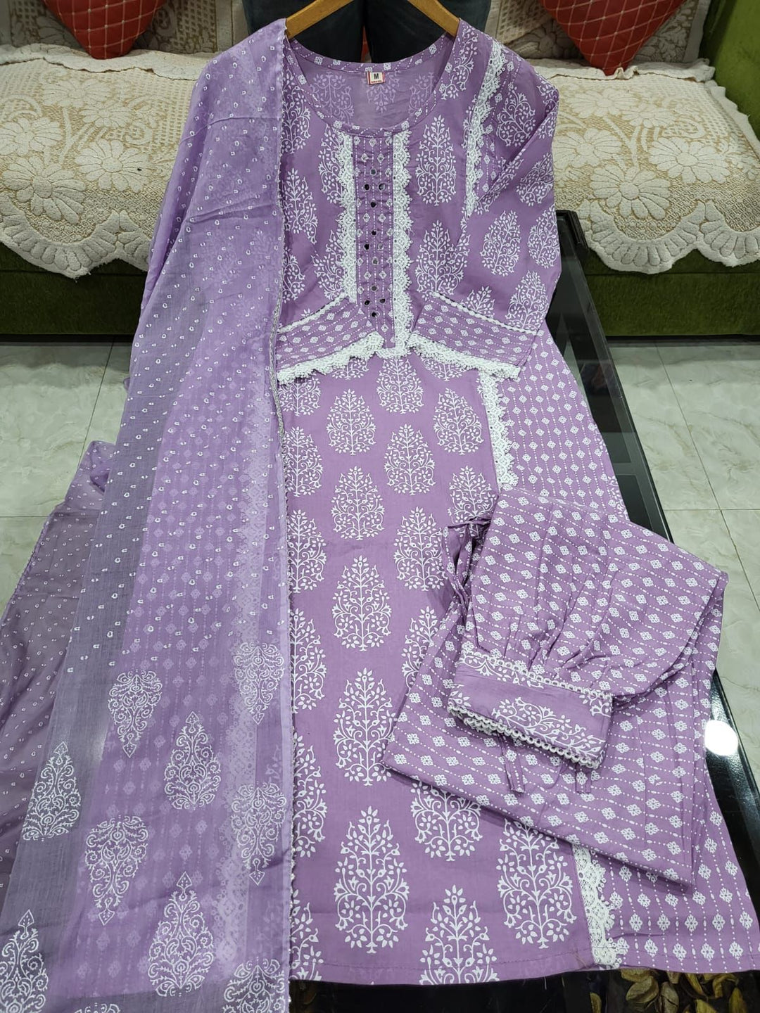 Lilac Dream Designer Jaipuri  Kurti Set