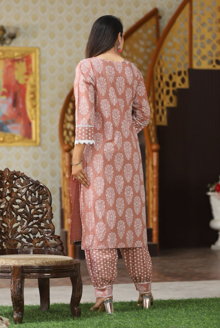 Earthy Dream Designer Jaipuri  Kurti Set