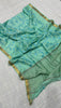 Assorted Pure Handwoven Embroidered  Silk Linen Saree(Sea Green)