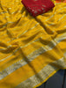 All in Stripe Designer Georgette Saree (yellow)