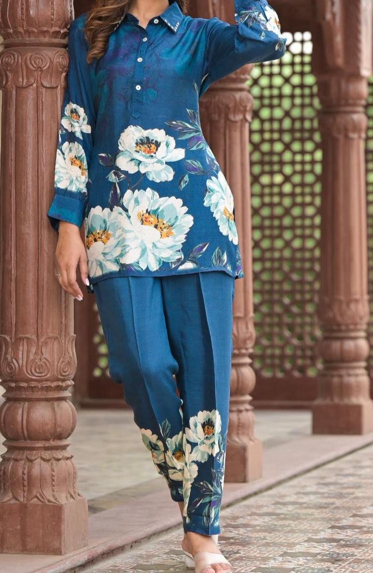 Navy Nostalgia - Designer Jaipuri Co-Ord Set