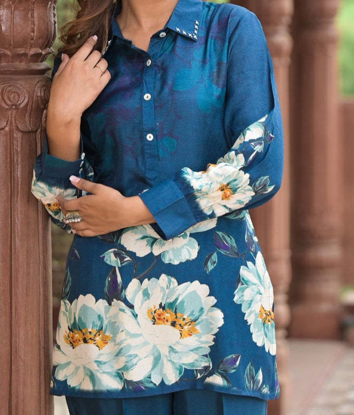 Navy Nostalgia - Designer Jaipuri Co-Ord Set