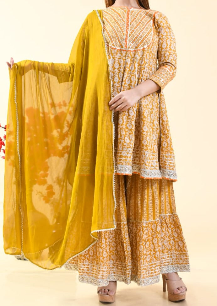 Medallion Glow Designer Jaipuri Sharara Set