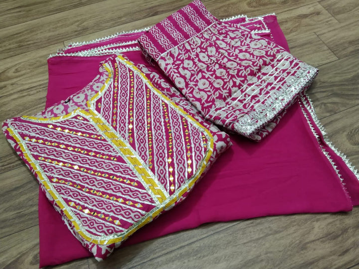 Hot Pink Designer Jaipuri Sharara Set