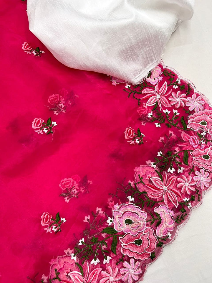 Cherry Crush - Most Desirable Pink Organza Saree