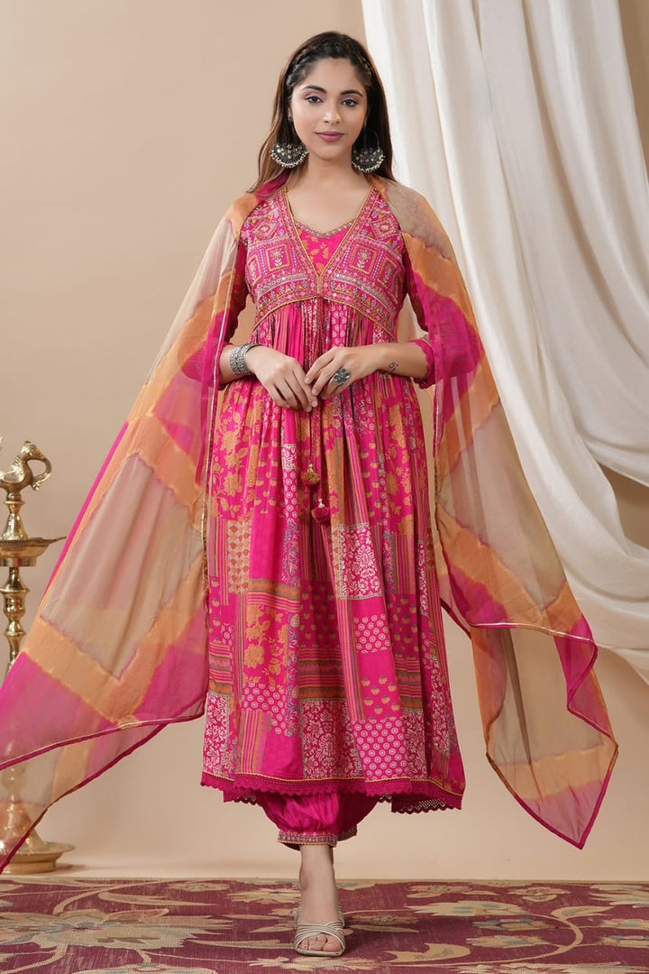 Carnation Dream - Designer Jaipuri i Kurti Set